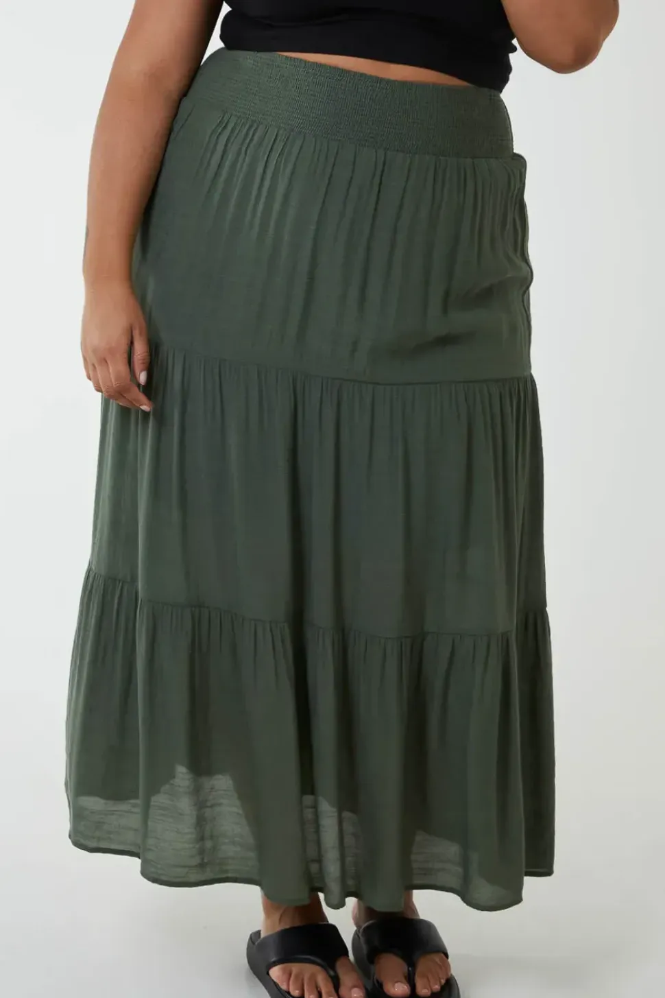 Curve Tiered Shirred Maxi Skirt