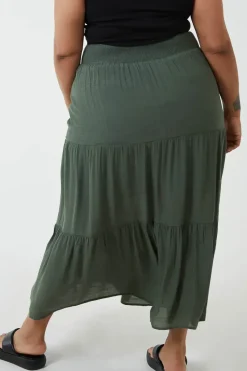 Curve Tiered Shirred Maxi Skirt