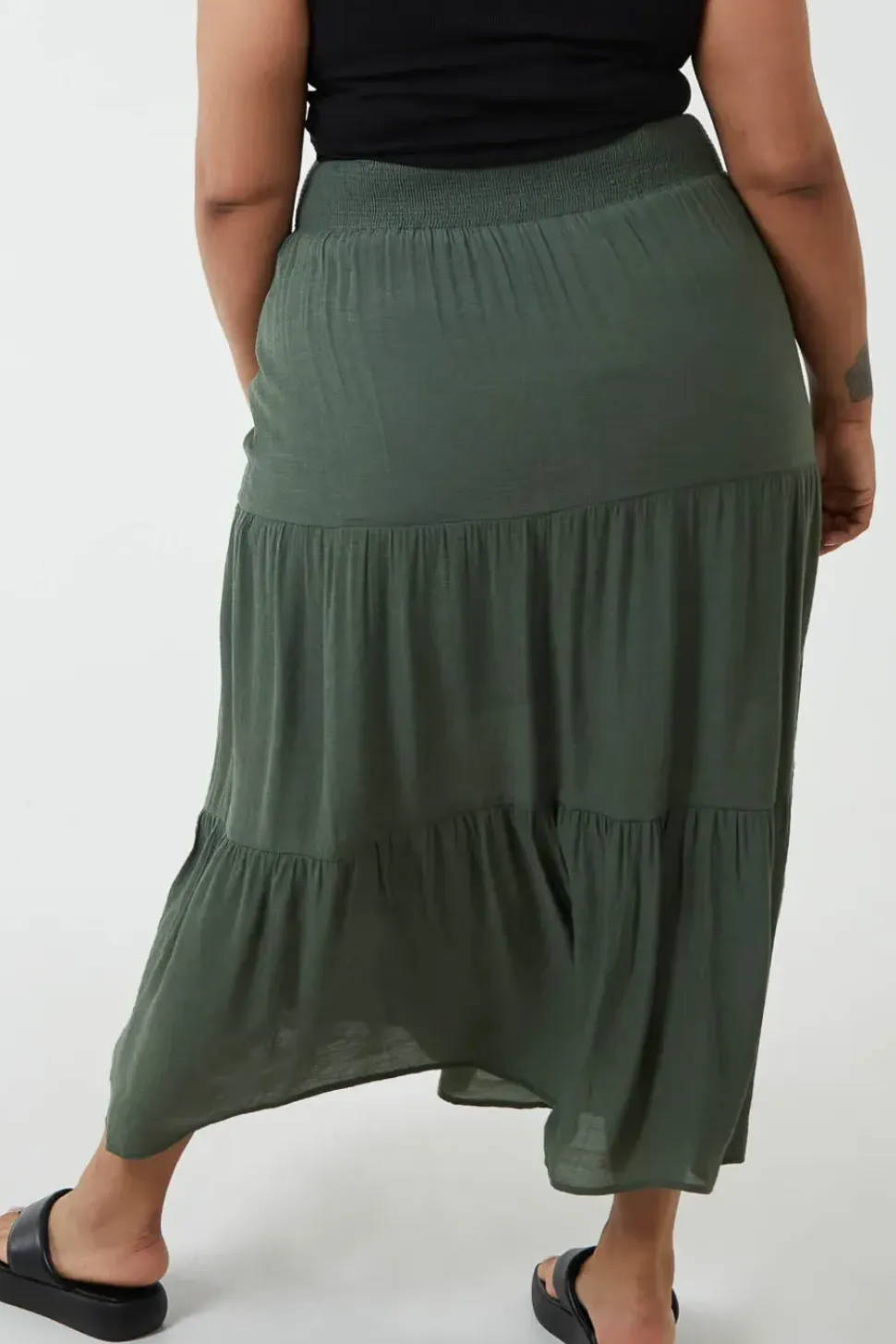 Curve Tiered Shirred Maxi Skirt