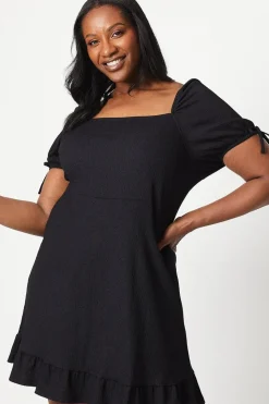 Curve Tie Sleeve Mini Dress