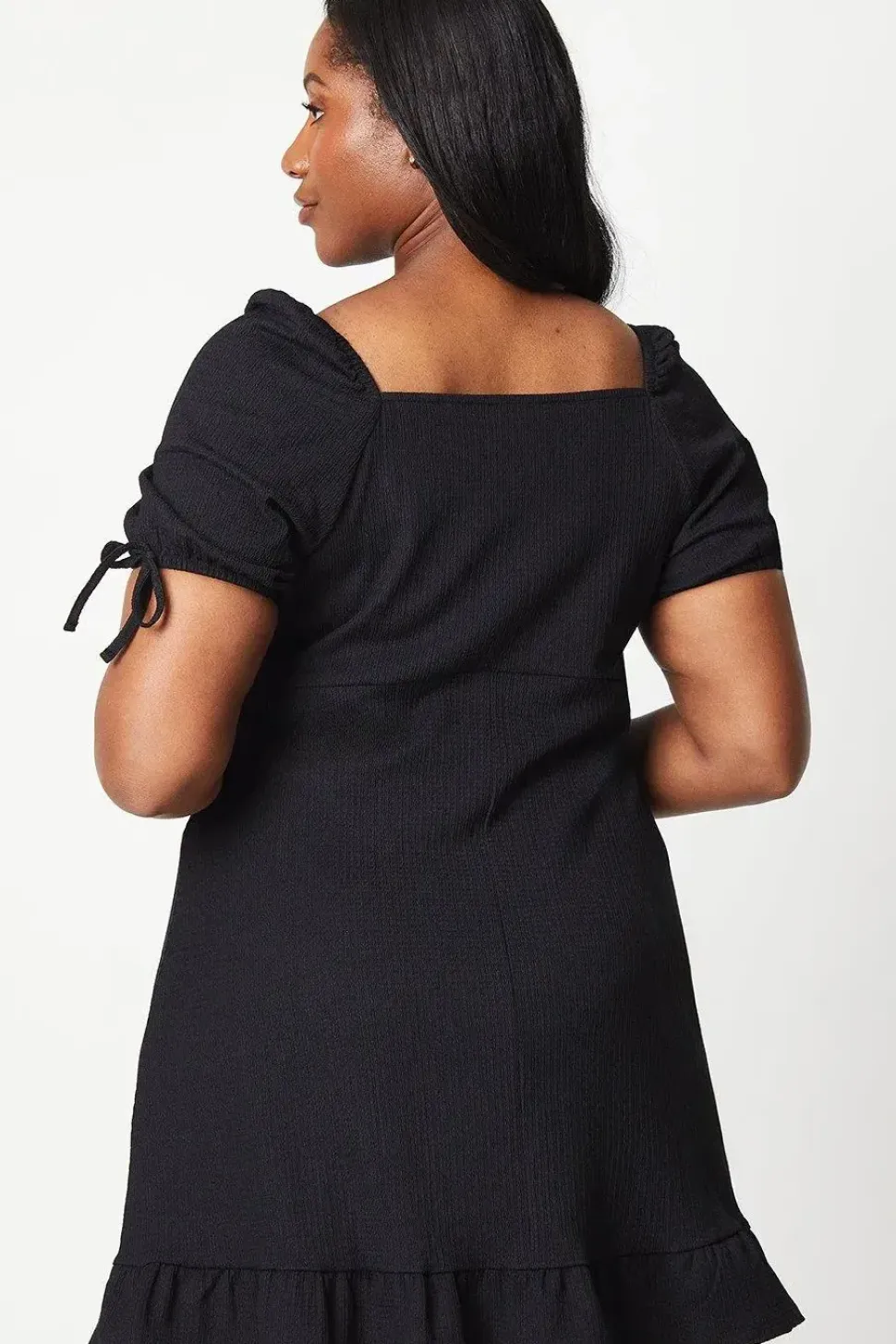 Curve Tie Sleeve Mini Dress