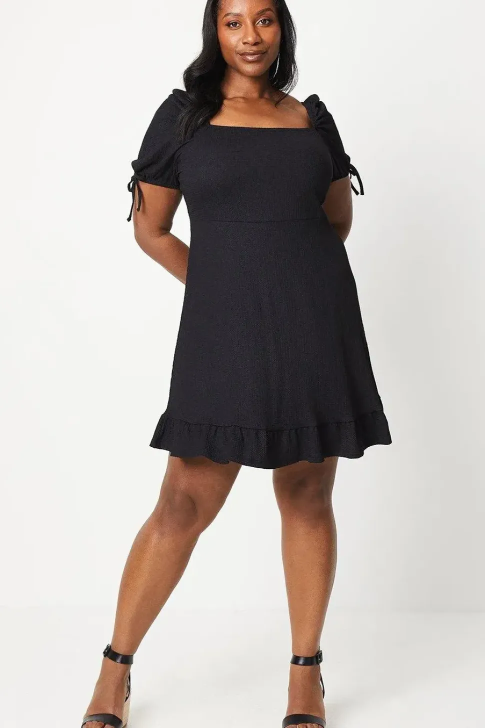 Curve Tie Sleeve Mini Dress