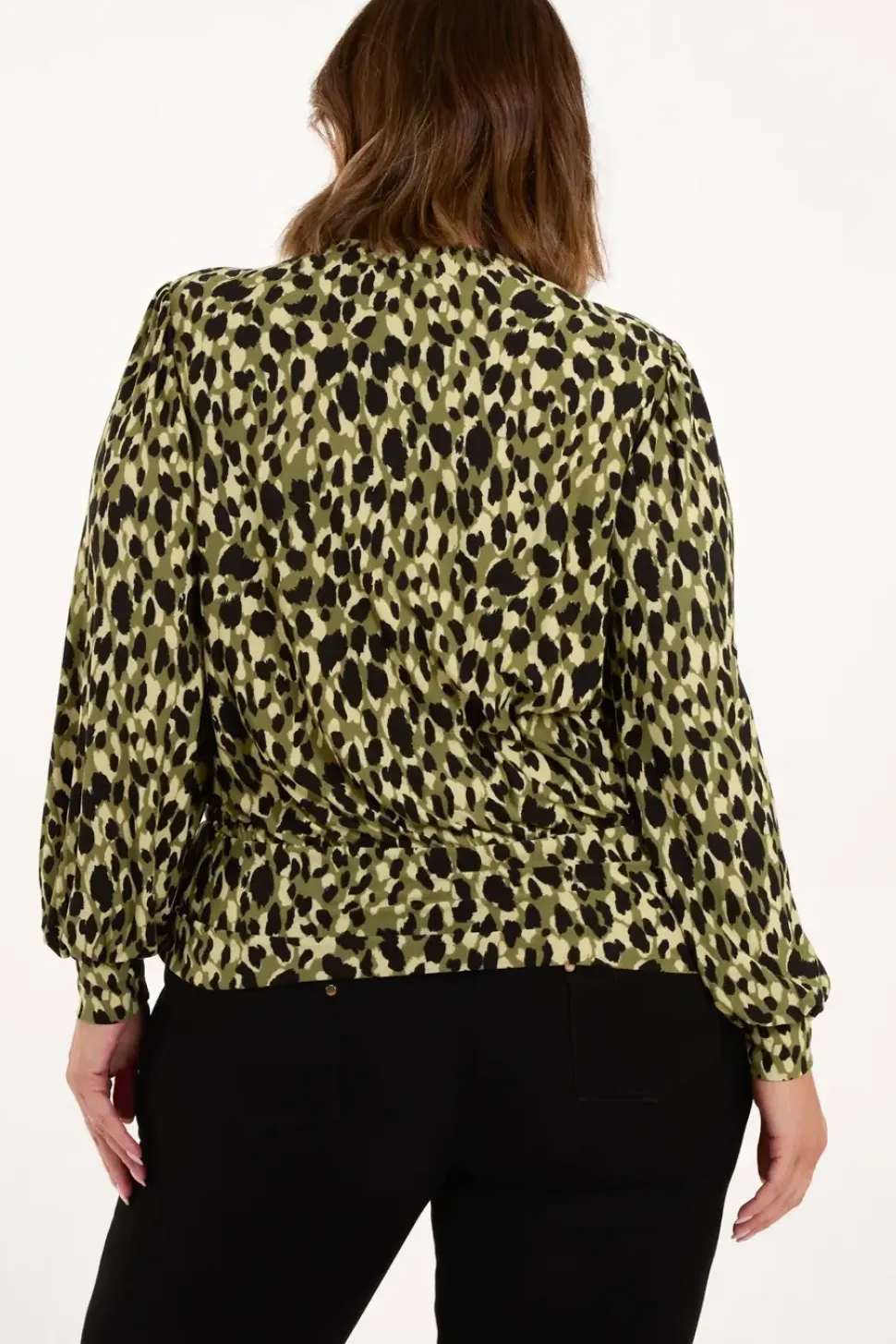 Curve Wrap Front Leopard Print Top