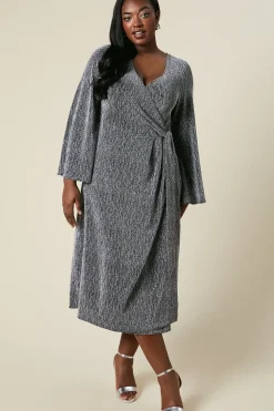 Curve Wrap Midi Dress Shimmer