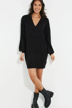 Curve 'Adeline' V Neck Knitted Jumper Dress