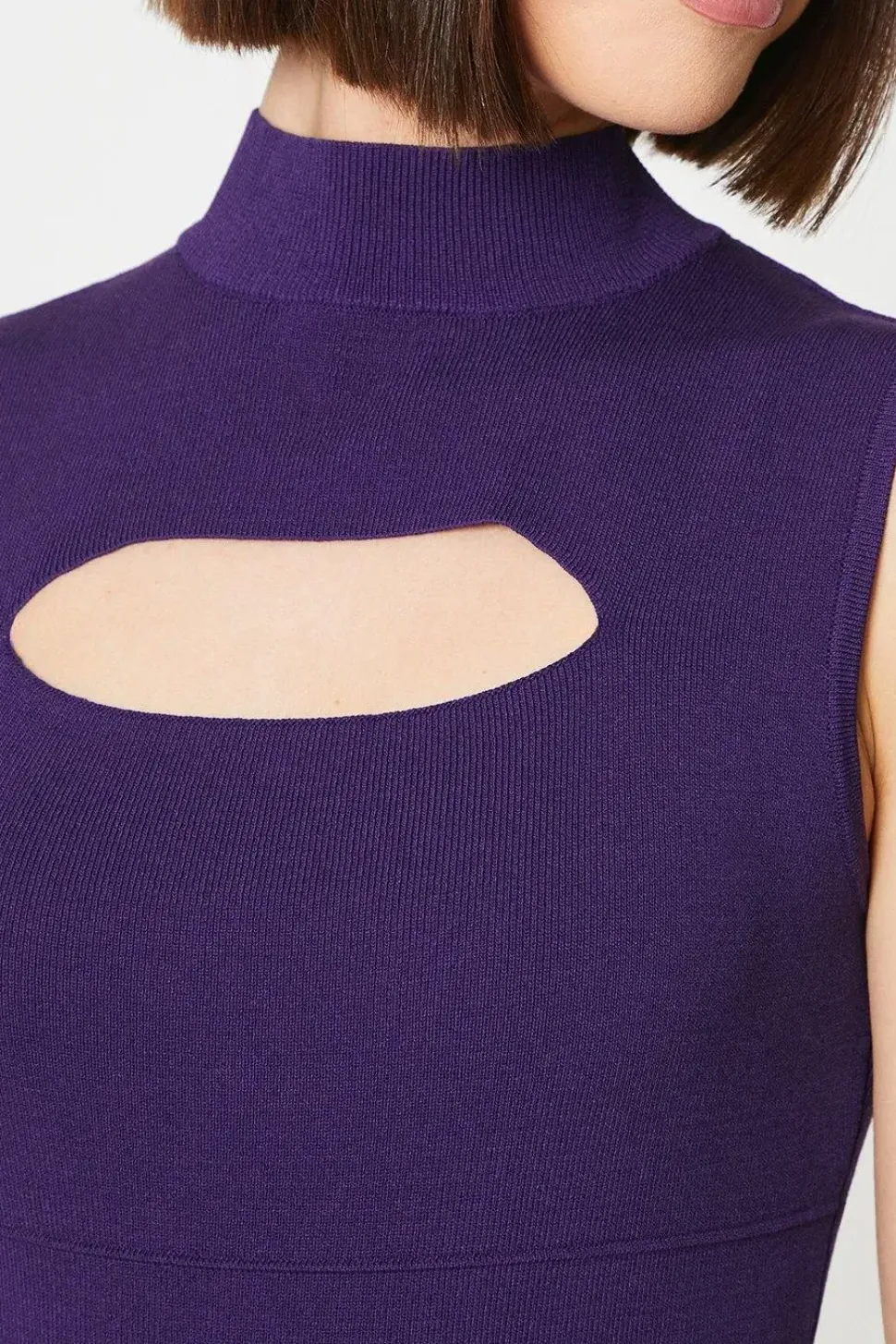 Cut Out Detail Body Con Ribbed Dress