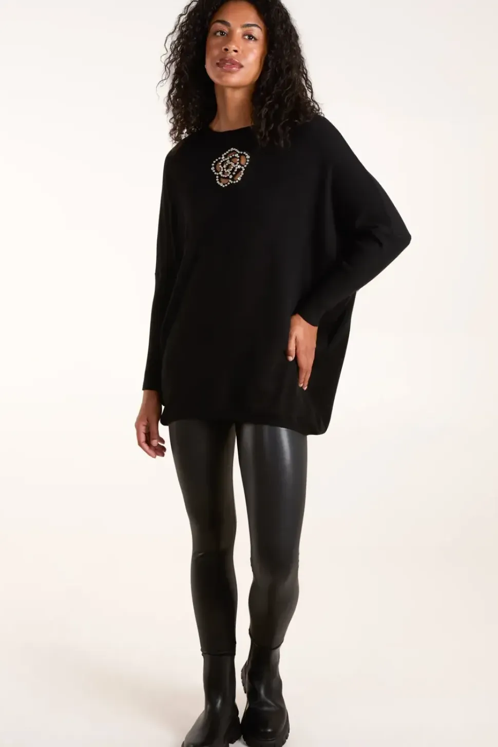 Cut out Flower Pearl Details Jumper