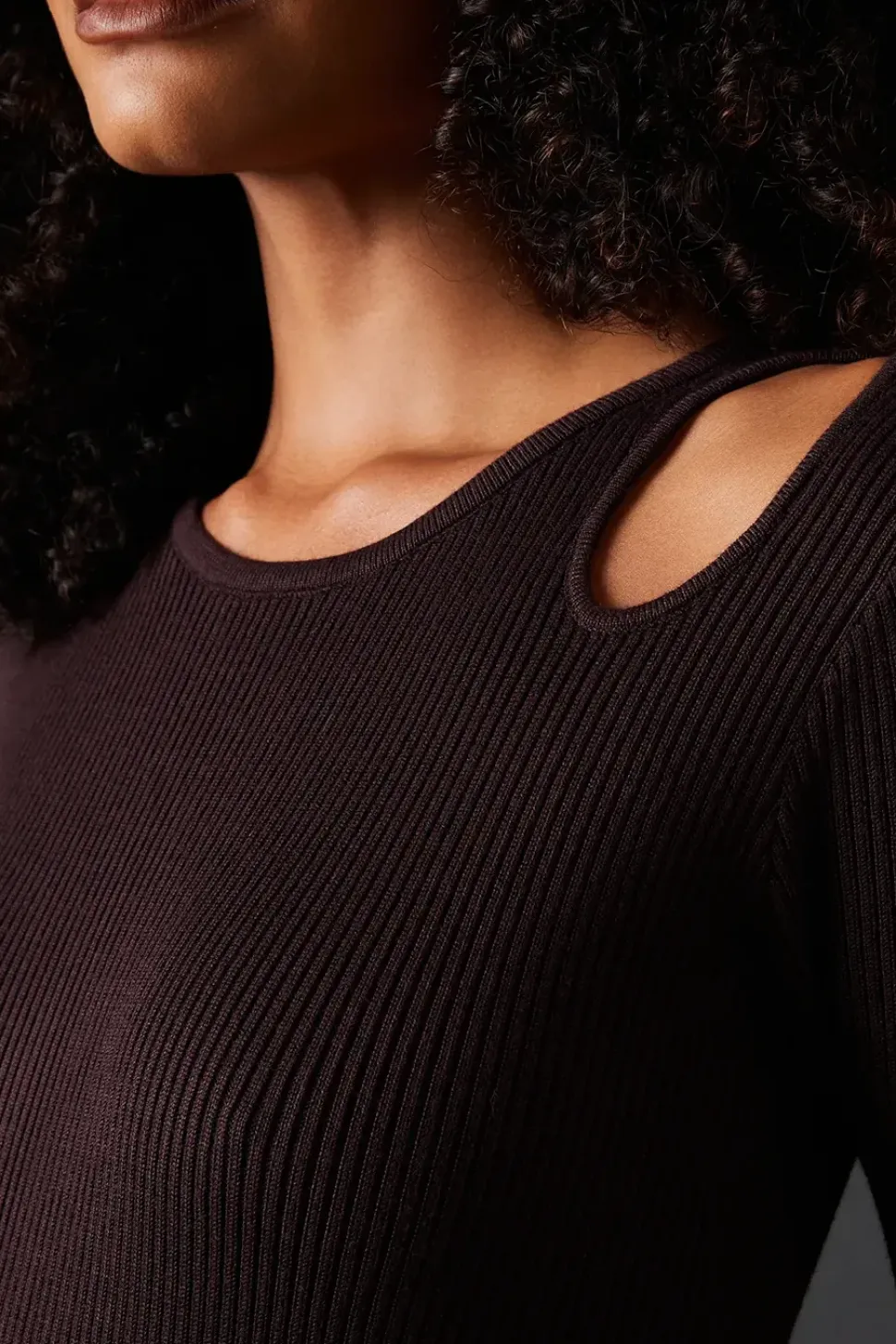 Cut Out Shoulder Slouchy Knitted Midaxi Dress