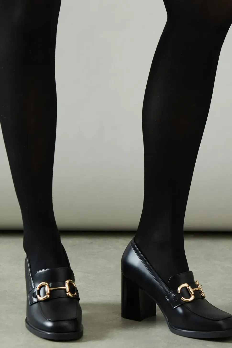 Daffie Snaffle Detail High Block Heel Loafers