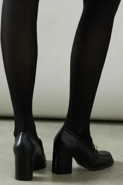 Daffie Snaffle Detail High Block Heel Loafers