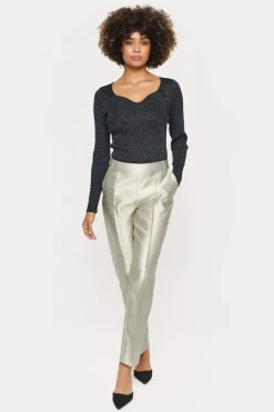 DagnySZ Sweetheart Neck Glitter Knit Top-