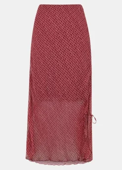 Dainty Net Tie Detail Midi Skirt-