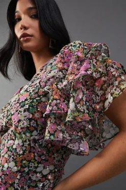 Daisy Floral Print Chiffon Maxi Dress