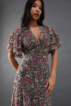 Daisy Floral Print Chiffon Maxi Dress