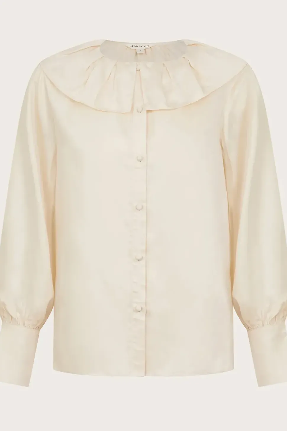 Daisy Frill Collar Satin Blouse Ivory