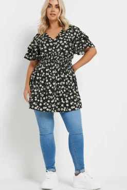 Daisy Print Peplum Top