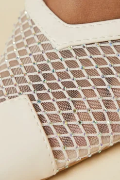 Dallet Mesh Diamante Ankle Strap Stiletto Court Shoe