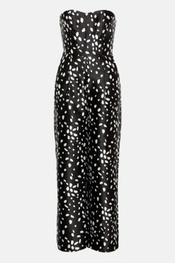 Dalmatian Print Satin Twill Bandeau Jumpsuit