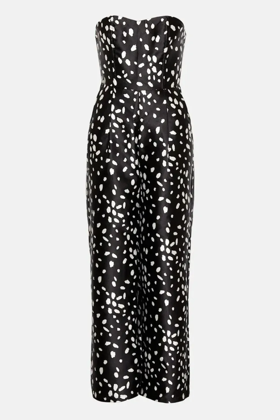 Dalmatian Print Satin Twill Bandeau Jumpsuit