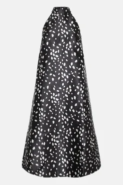 Dalmatian Print Satin Twill Bow Back A Line Midi Dress