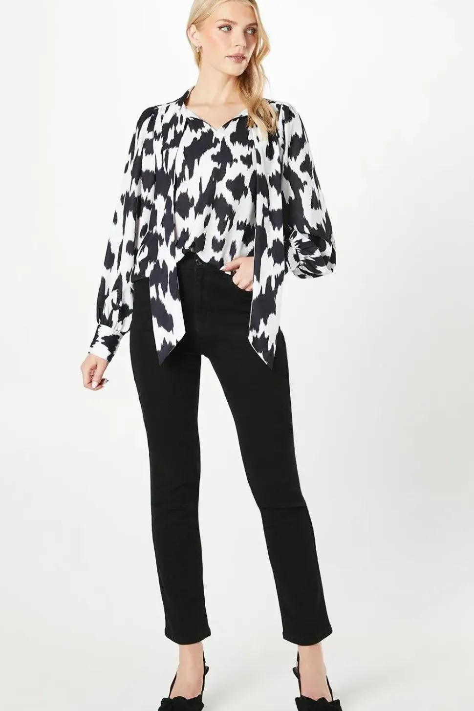 Dalmation Print Pussybow Blouse
