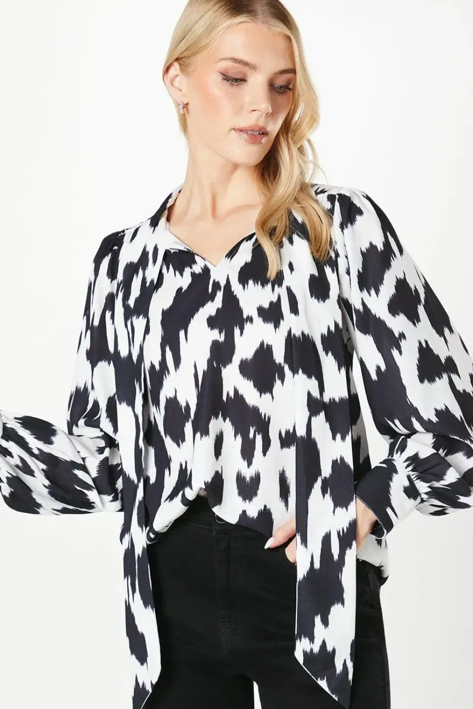 Dalmation Print Pussybow Blouse