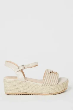 Darcy Stripe Medium Espadrille Wedge Sandals