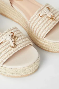 Darcy Stripe Medium Espadrille Wedge Sandals