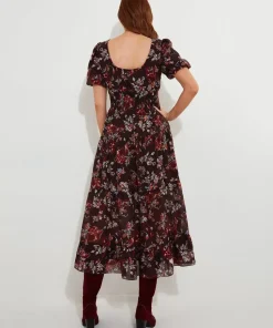 Dark Floral Elasticated Maxi Dress