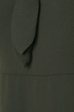 Dark Khaki Tie Front Mini 3/4 Sleeve