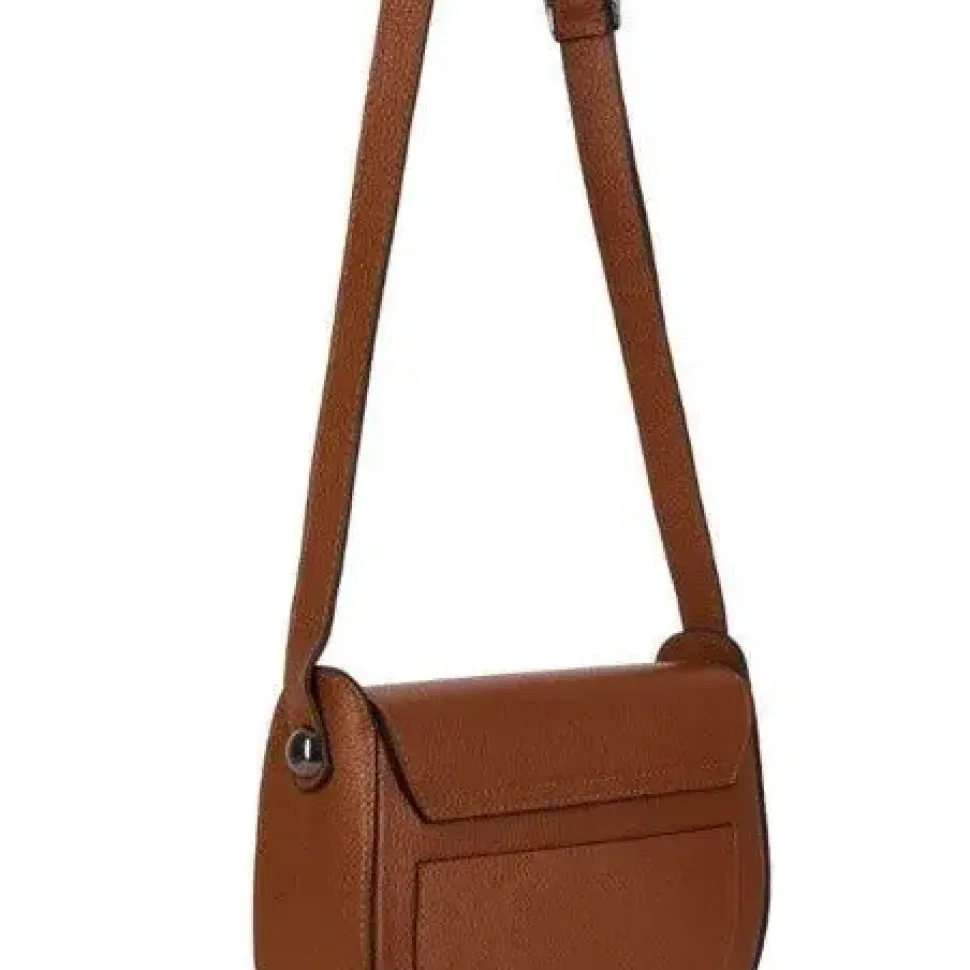 Dark Tan Leather Turn Lock Saddle Bag | BBBXB