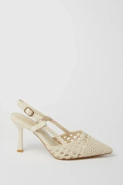 Darlena Basket Weave High Heel Slingback Court Shoes