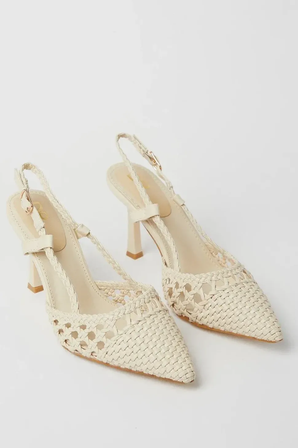 Darlena Basket Weave High Heel Slingback Court Shoes