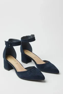 Davis Covered Buckle Two Part Low Heel Court Shoes