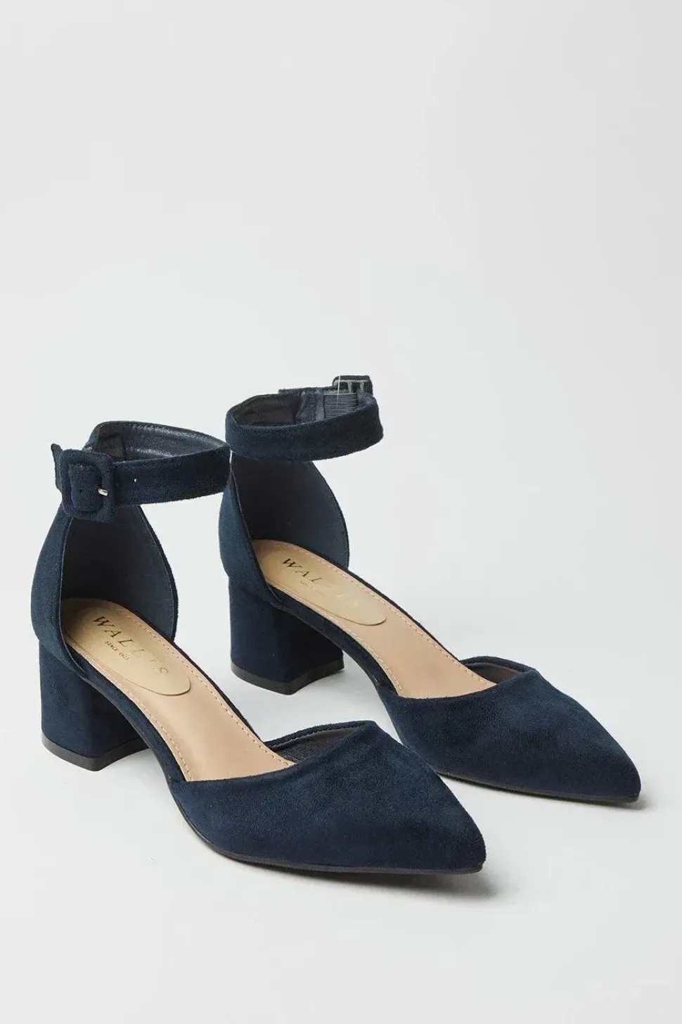 Davis Covered Buckle Two Part Low Heel Court Shoes