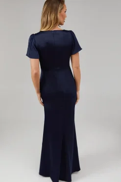 Debut London by Coast Angel Sleeve Square Neckline Satin Bridesmaids Maxi Dress