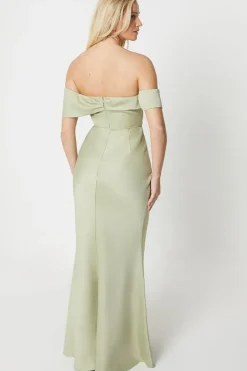 Debut London by Coast Asymmetrical Bardot Satin Bridesmaid Dress