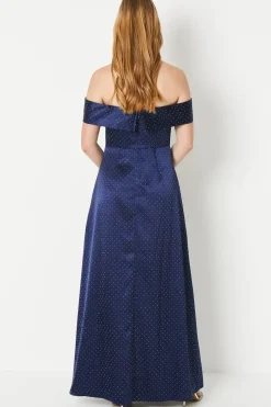 Debut London by Coast Bardot Satin Diamante Prom Dress