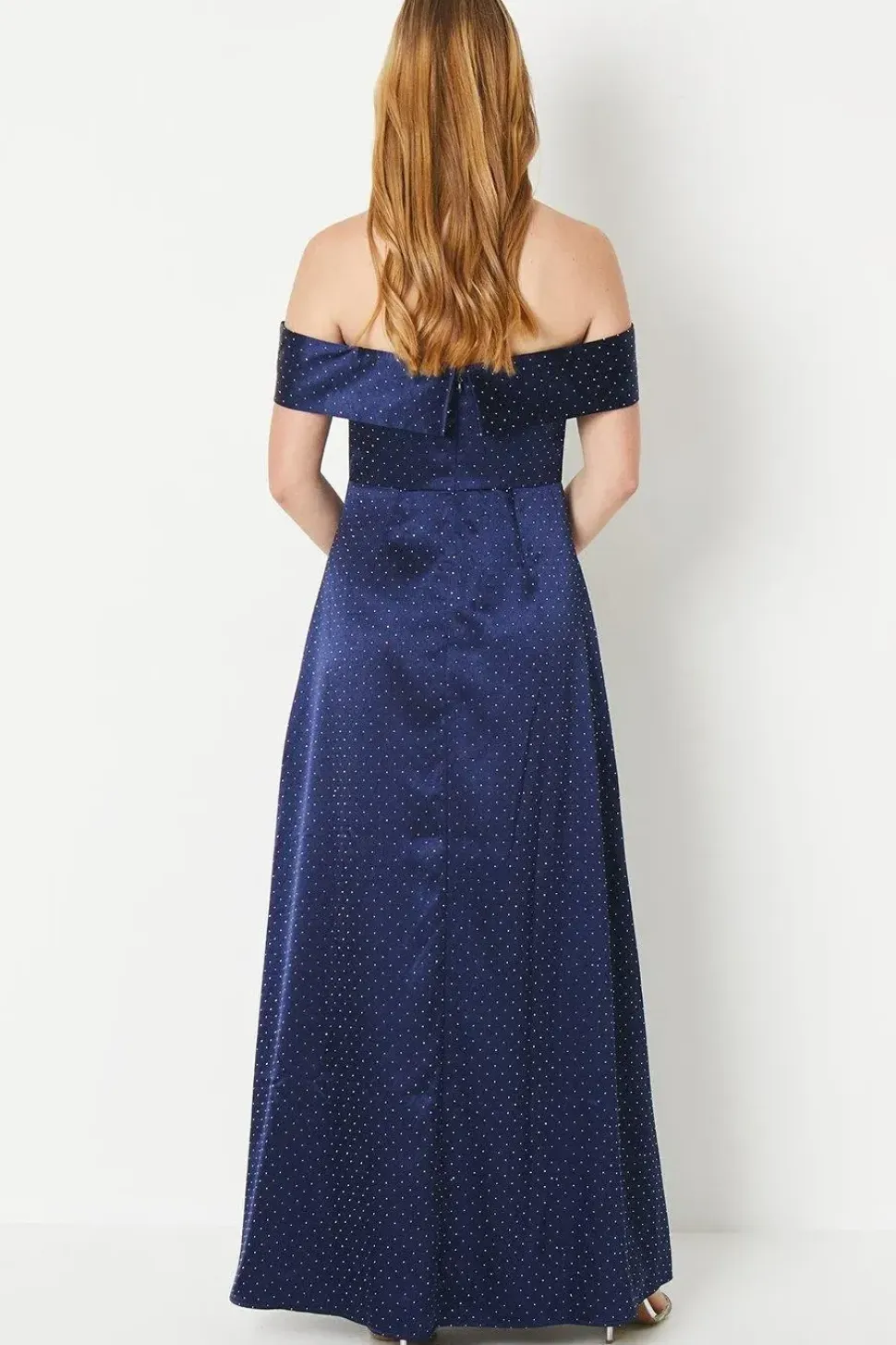 Debut London by Coast Bardot Satin Diamante Prom Dress