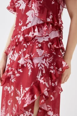 Debut London by Coast Bias Cut Ruffle Angel Sleeve Midi Dress