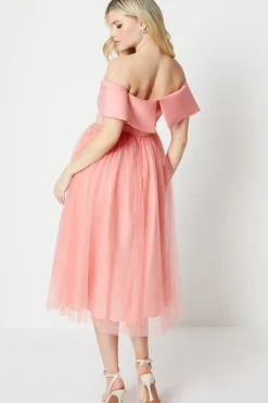 Debut London by Coast Bow Detail Bardot Tulle Dress