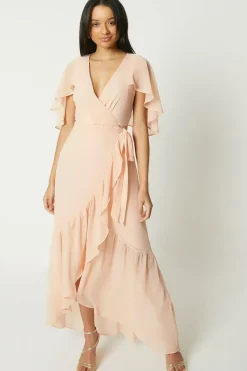 Debut London by Coast Cape Sleeve Ruffle Hem Bridesmaids Dress