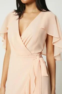 Debut London by Coast Cape Sleeve Ruffle Hem Bridesmaids Dress