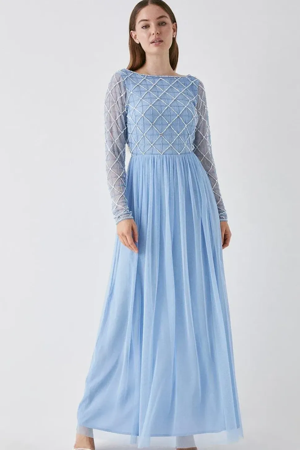 Debut London by Coast Diamond Embellished Mesh Skirt Bridesmaids Dress