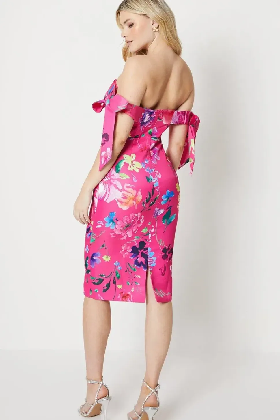 Debut London by Coast Draped Tie Shoulder Bardot Pencil Dress