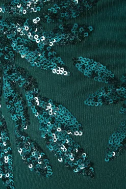 Debut London by Coast Embroidered Sequin Mesh Plunge Prom Dress