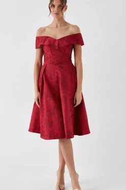 Debut London by Coast Floral Jacquard Bardot Crop Top