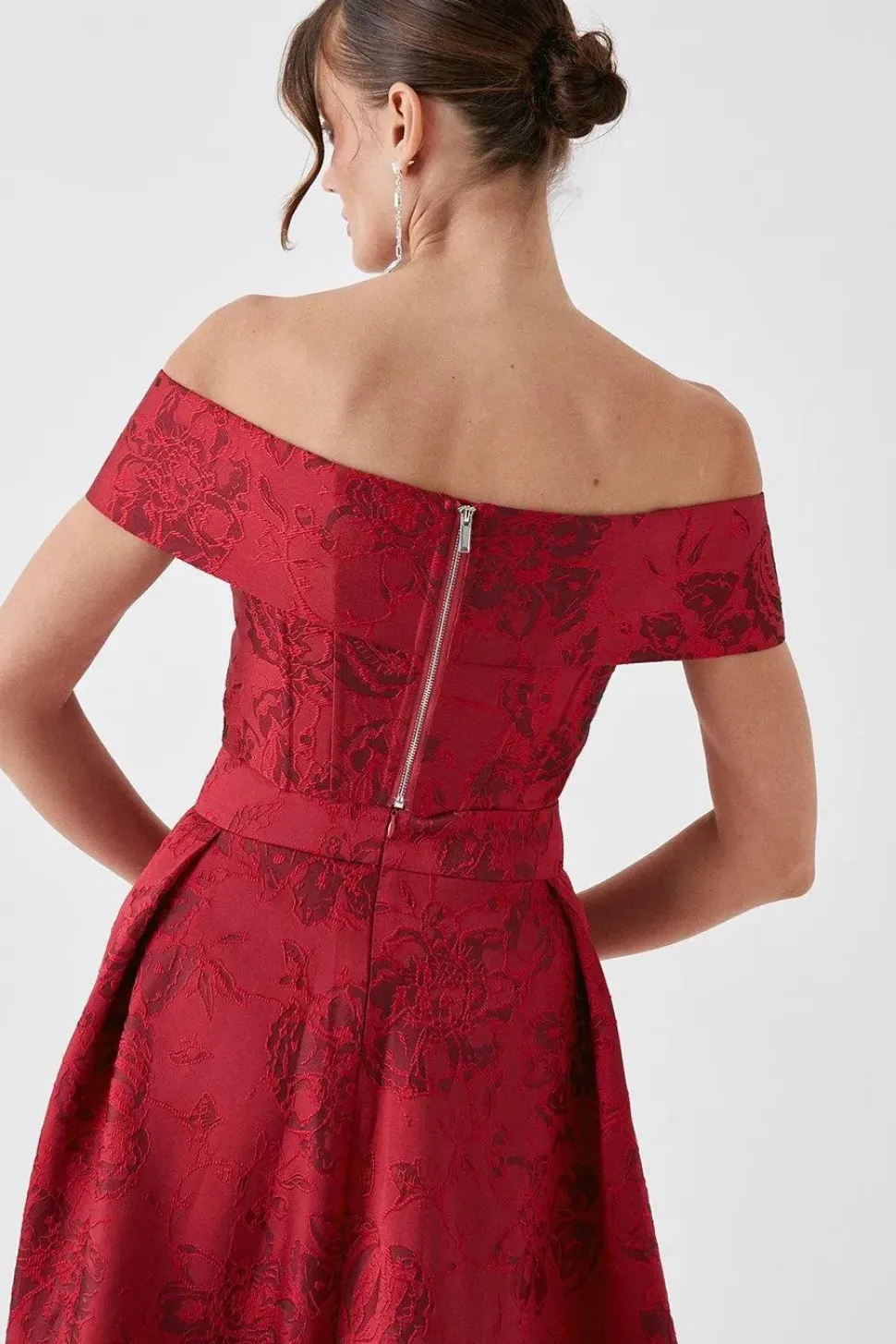Debut London by Coast Floral Jacquard Bardot Crop Top