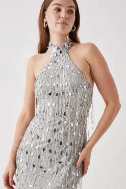 Debut London by Coast Halterneck Embellished Mini Dress