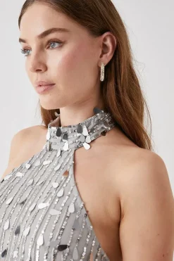 Debut London by Coast Halterneck Embellished Mini Dress